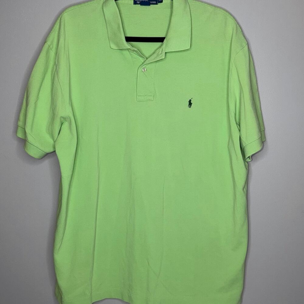 Polo Ralph Lauren Mens Size XL Mint Green Navy Pony Short Sleeve Polo Shirt